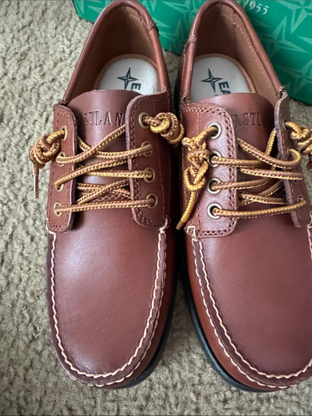 Eastland Brown Leather Men’s Boat Shoes with Black Sole